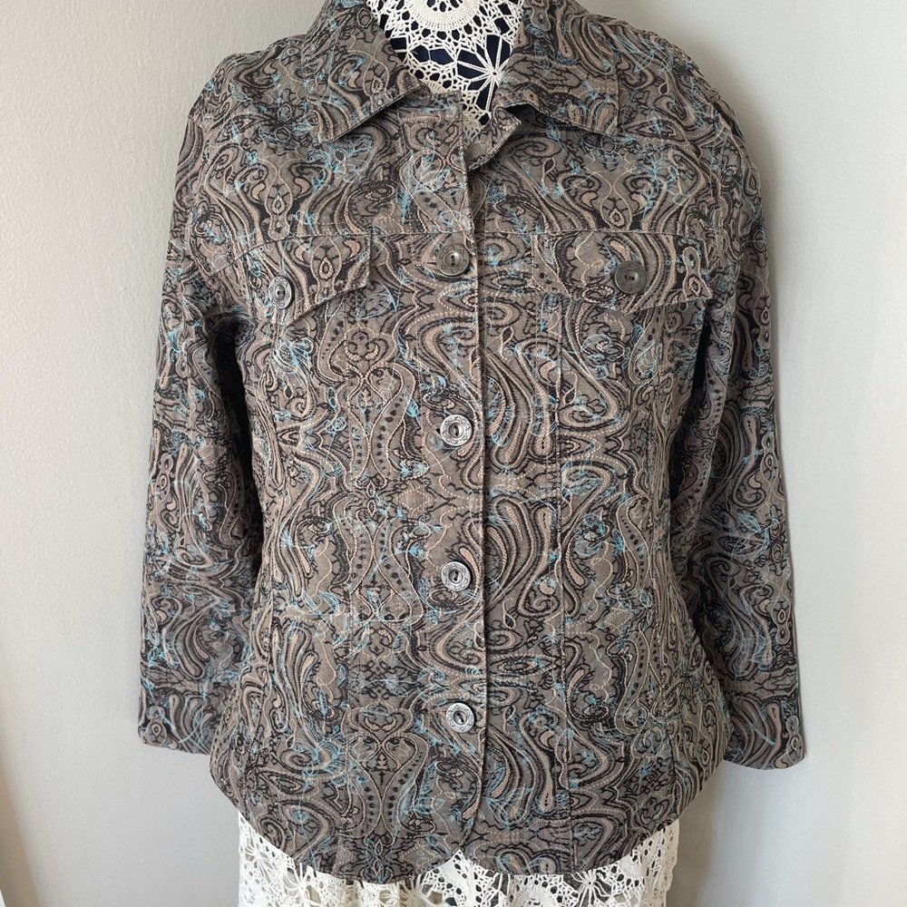 Jacket Blazer Women's Size Large Analogy Black Tan